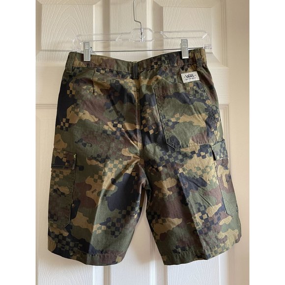 Vans Youth NEW Green Wallace Camo Geometric Cargo Shorts - Size 18 - Picture 2 of 6